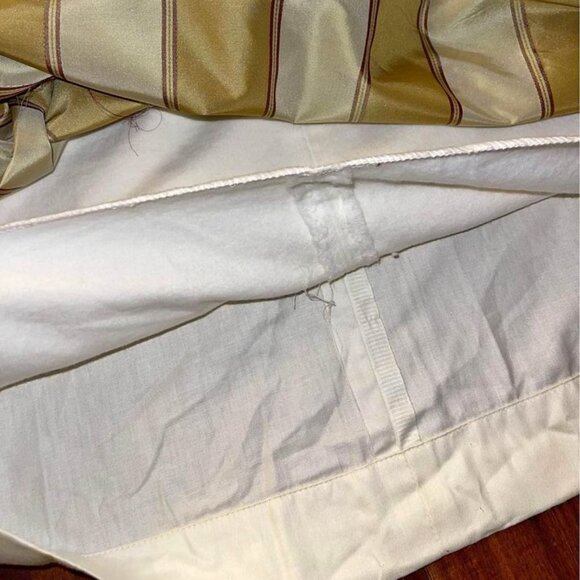 2 Custom-made Striped Weighted Rod Pocket Dupioni Silk Curtains w Button Details - Picture 7 of 11